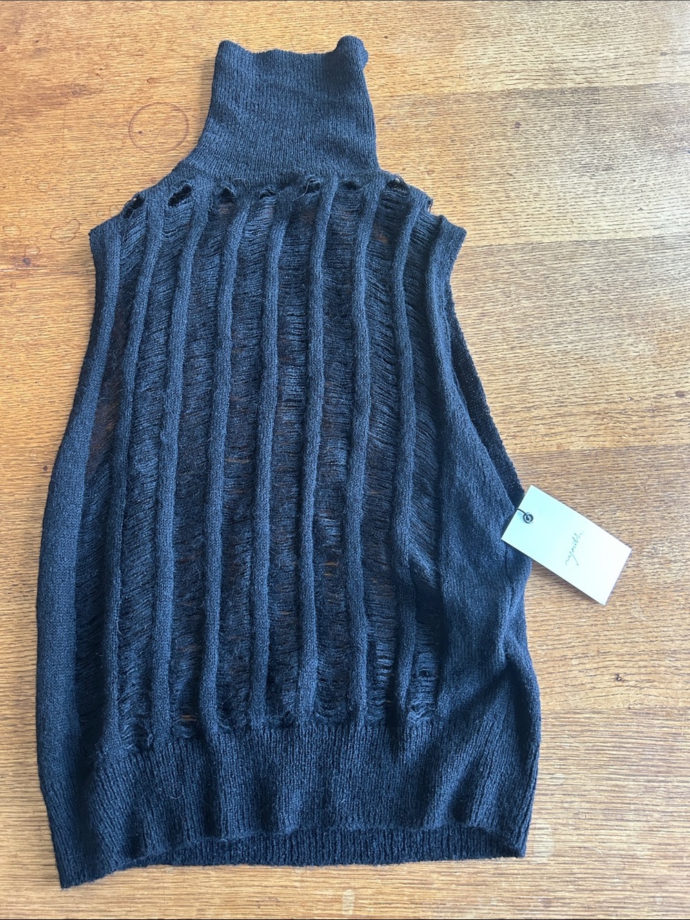 Youth lab black distressed high neck sweater top m